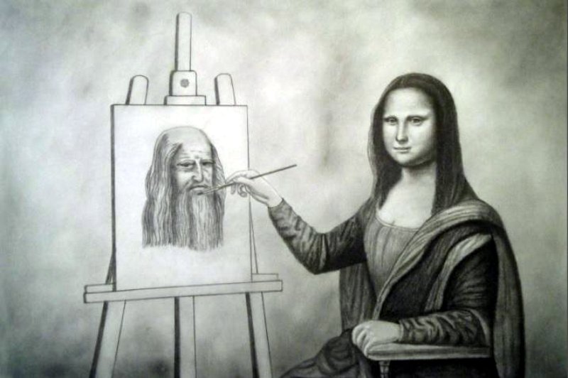La Gioconda pintando a Leonardo